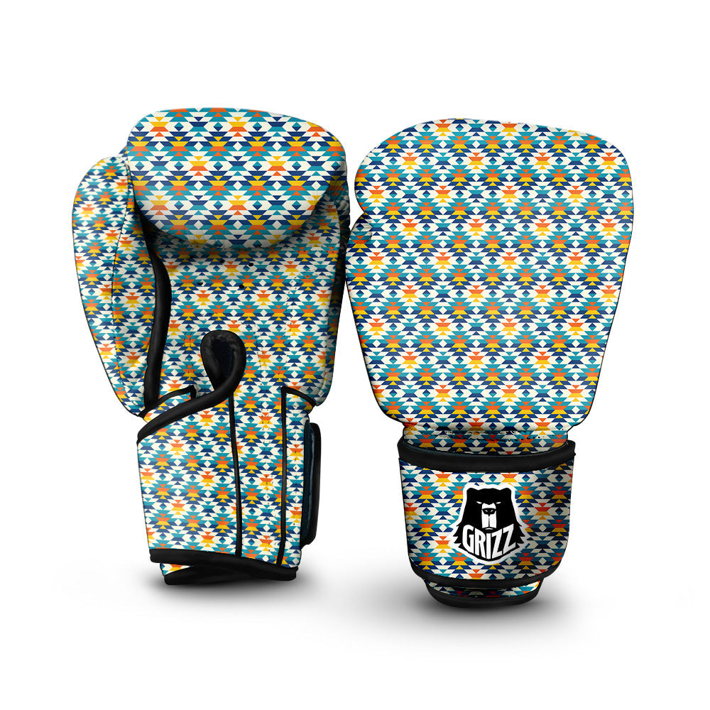 Southwestern Orange And Blue Print Boxing Gloves-grizzshop
