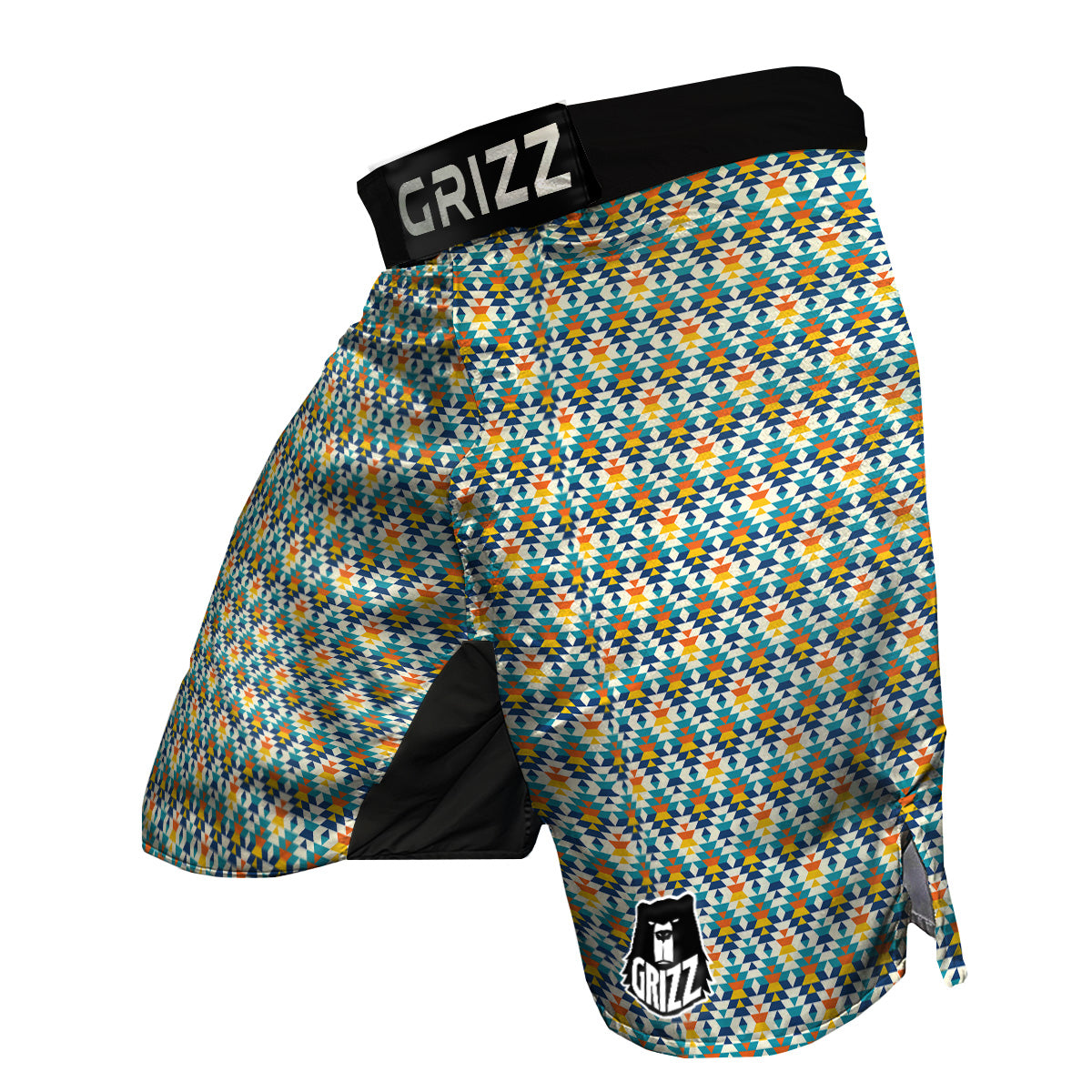 Southwestern Orange And Blue Print MMA Shorts-grizzshop