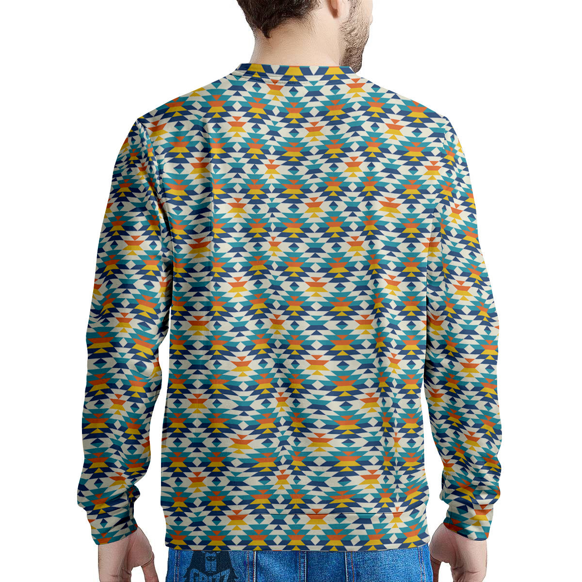 Southwestern Orange And Blue Print Men's Sweatshirt-grizzshop