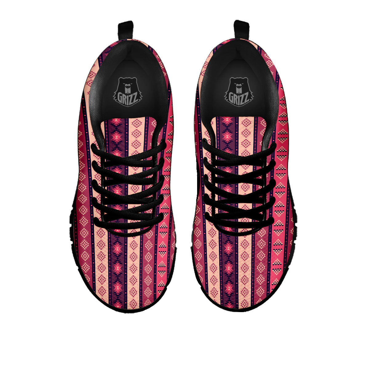 Southwestern Purple And Pink Print Pattern Black Sneaker-grizzshop