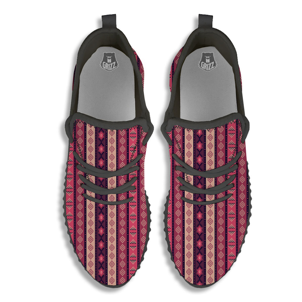 Southwestern Purple And Pink Print Pattern Black Walking Shoes-grizzshop