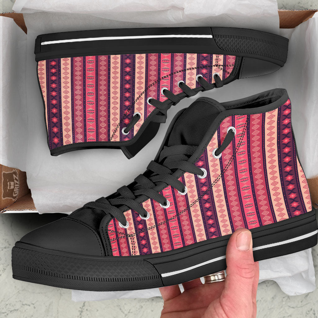 Southwestern Purple And Pink Print Pattern High Top Shoes-grizzshop