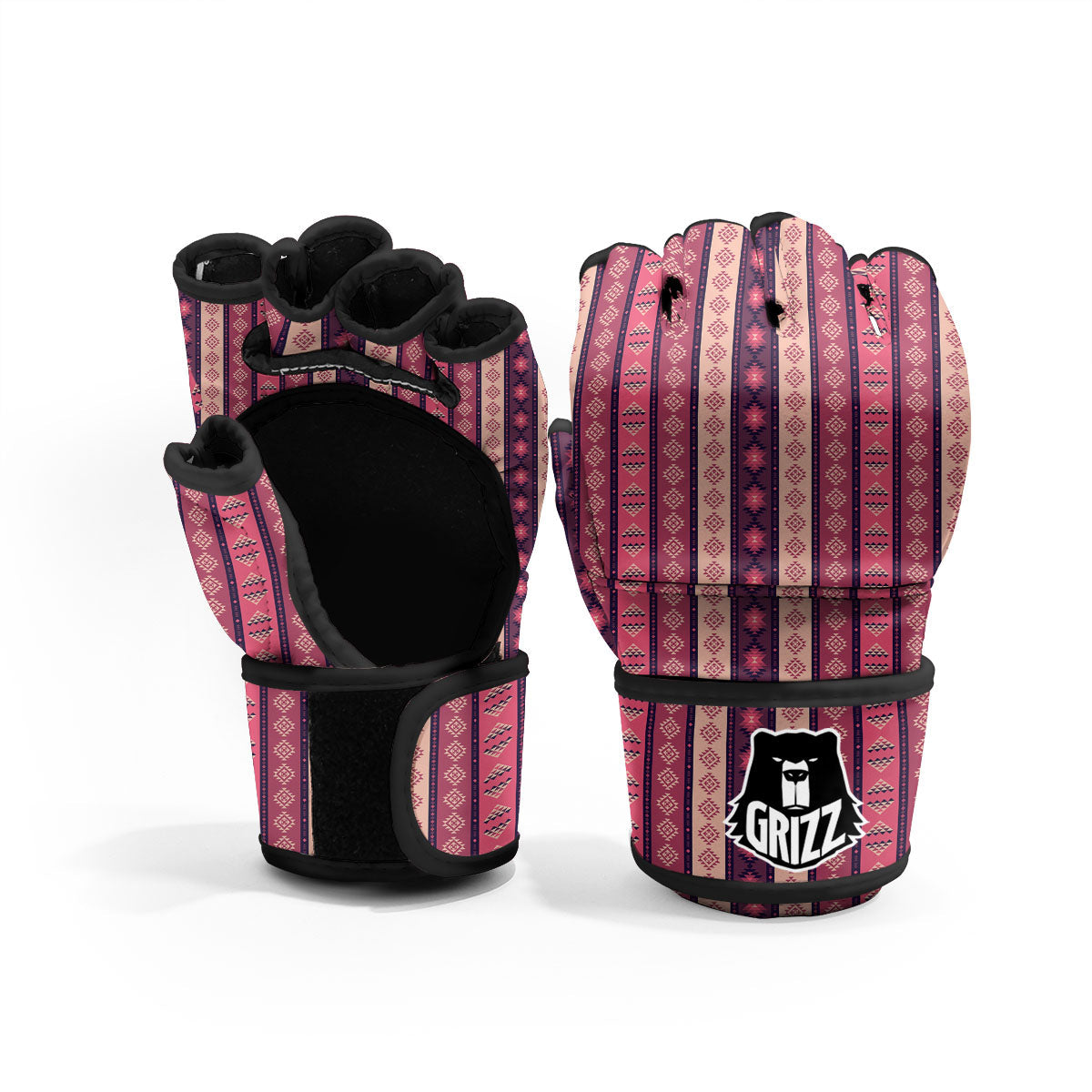 Southwestern Purple And Pink Print Pattern MMA Gloves-grizzshop