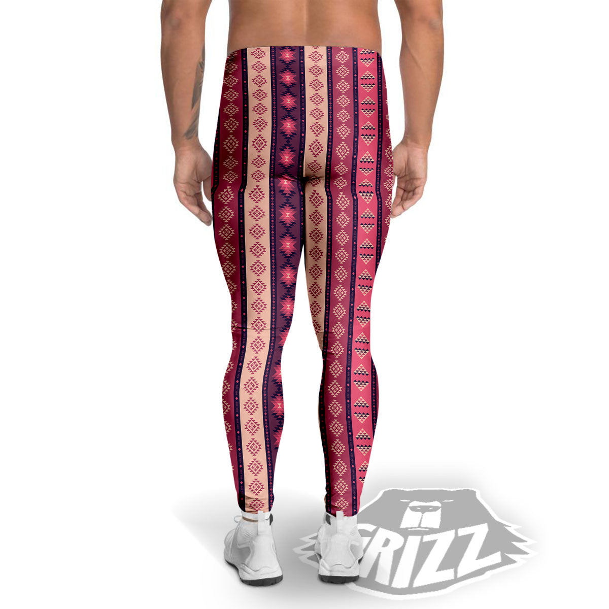 Southwestern Purple And Pink Print Pattern Men's Leggings-grizzshop