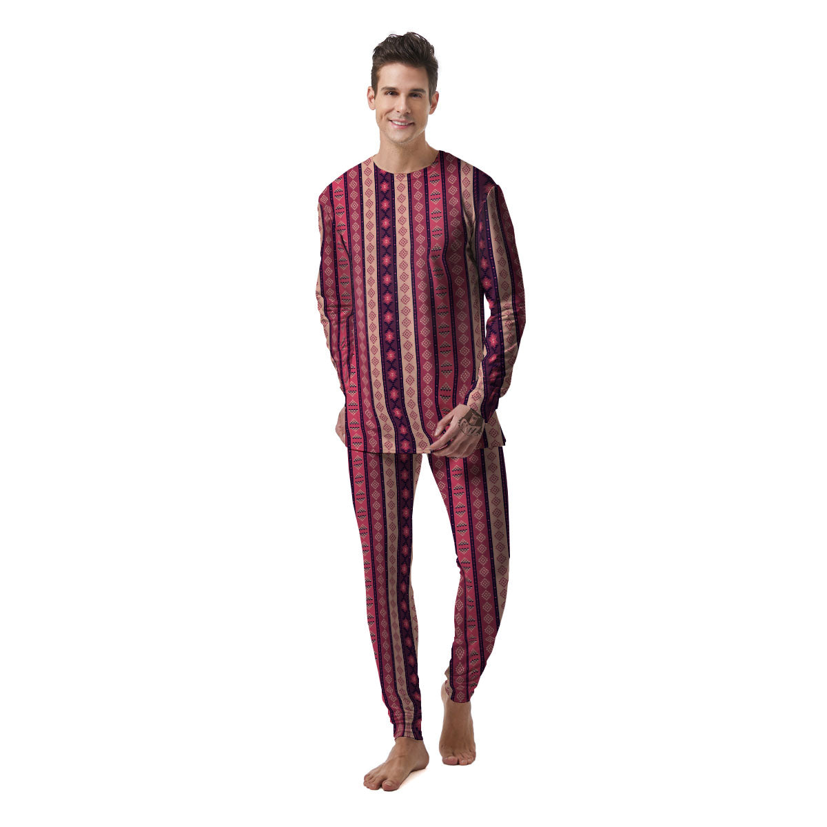 Southwestern Purple And Pink Print Pattern Men's Pajamas-grizzshop