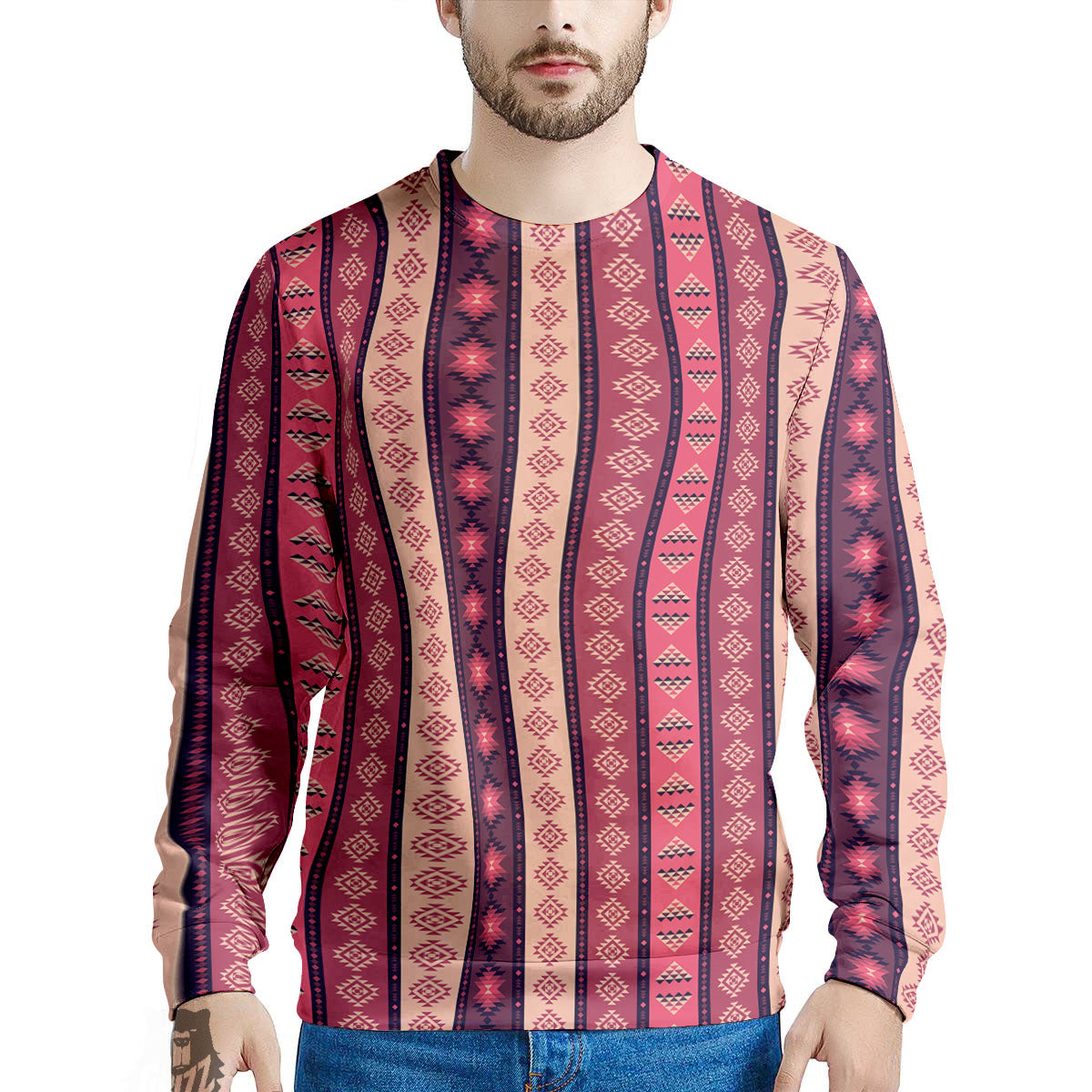Southwestern Purple And Pink Print Pattern Men's Sweatshirt-grizzshop