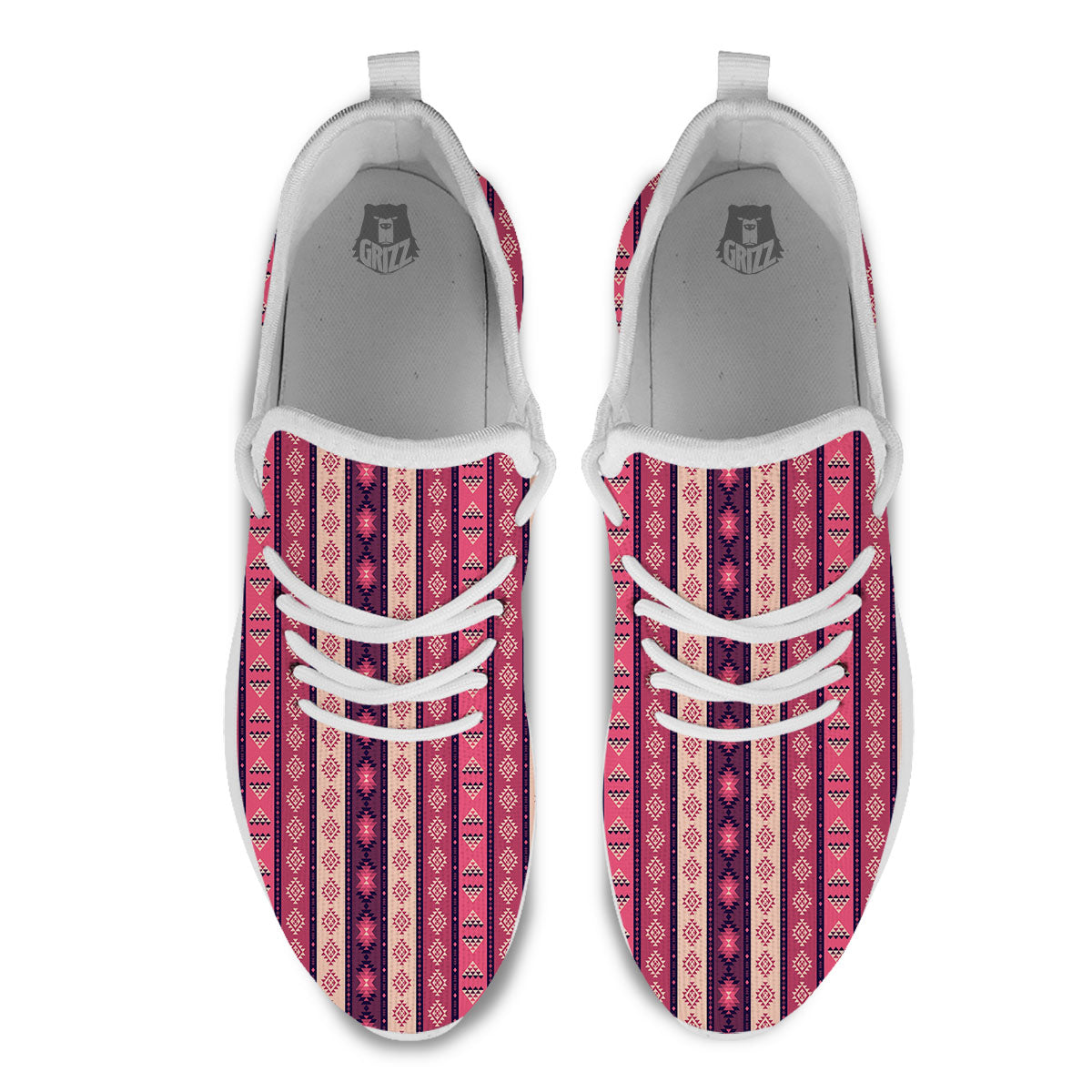 Southwestern Purple And Pink Print Pattern White Athletic Shoes-grizzshop