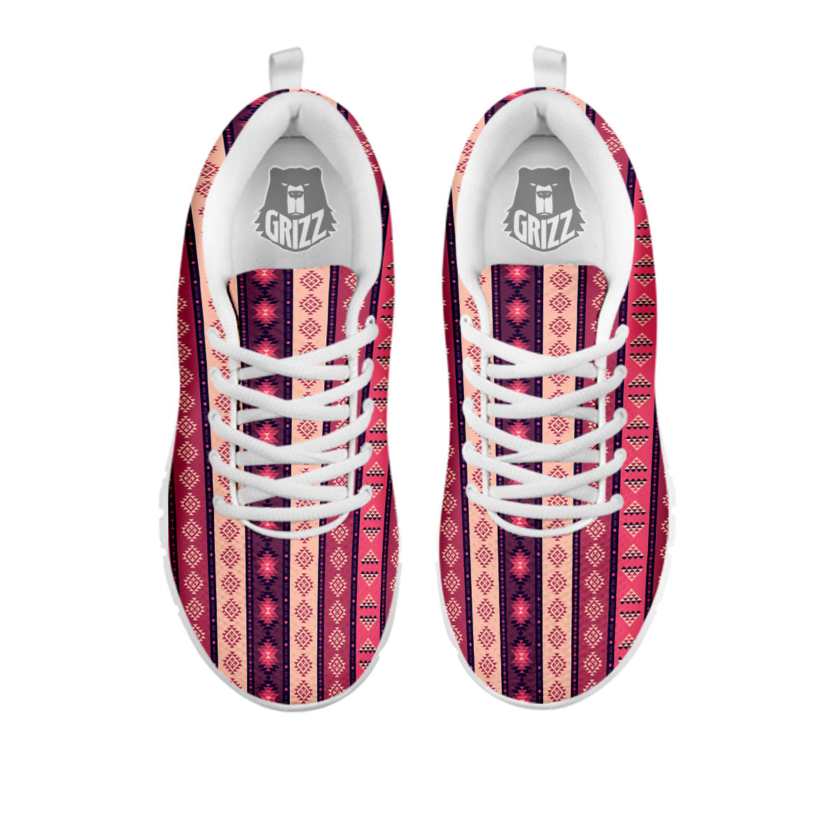 Southwestern Purple And Pink Print Pattern White Sneaker-grizzshop