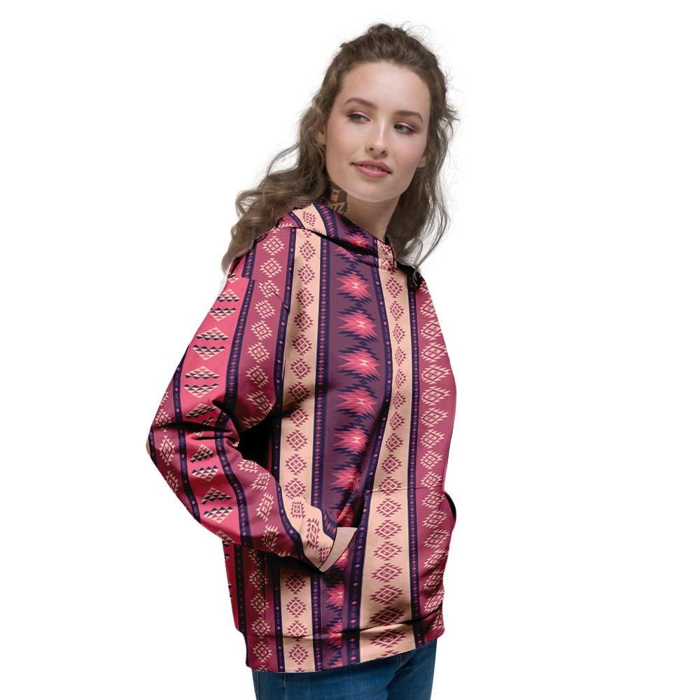 Southwestern Purple And Pink Print Pattern Women's Hoodie-grizzshop
