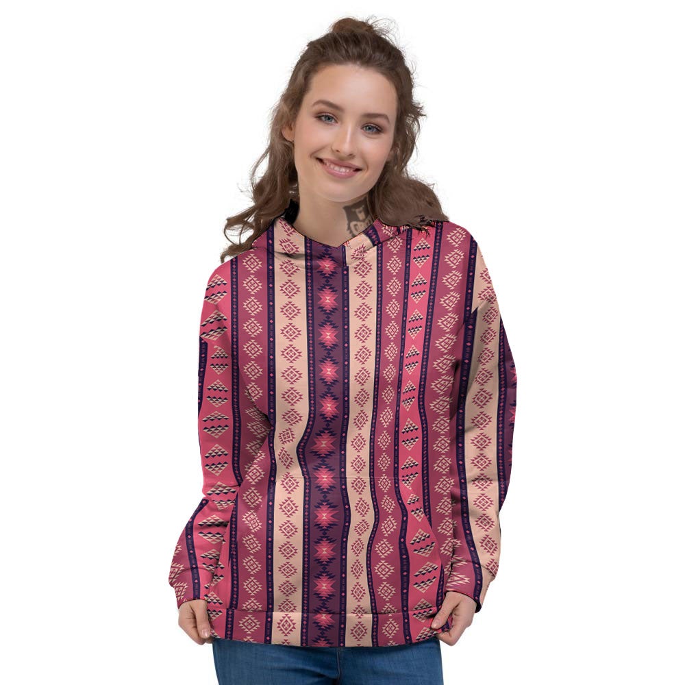 Southwestern Purple And Pink Print Pattern Women's Hoodie-grizzshop