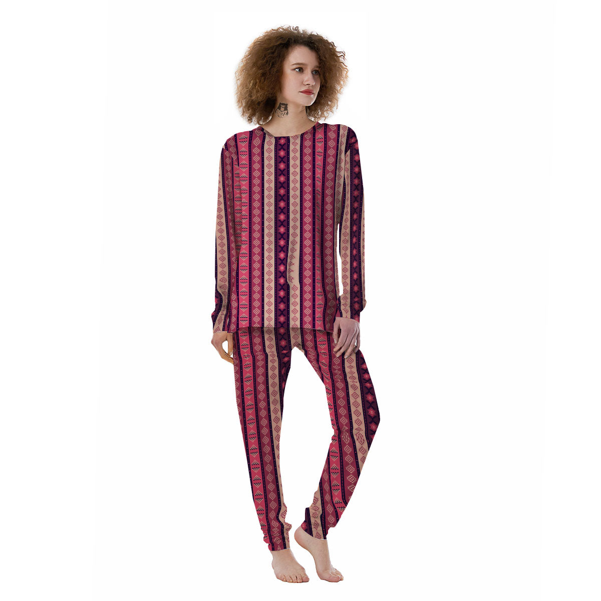 Southwestern Purple And Pink Print Pattern Women's Pajamas-grizzshop