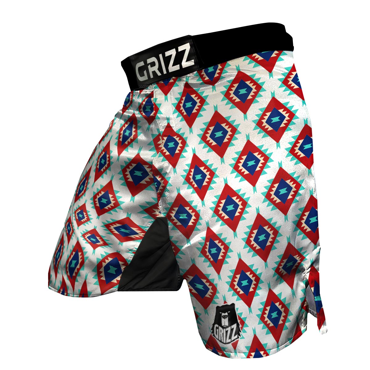 Southwestern Teal And Red Print Pattern MMA Shorts-grizzshop