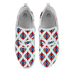 Southwestern Teal And Red Print Pattern White Athletic Shoes-grizzshop