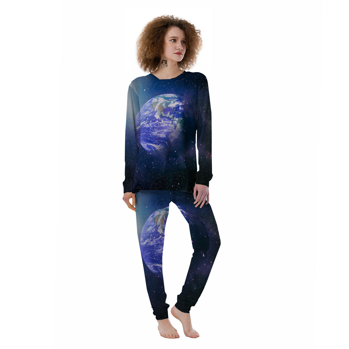Space And Earth Print Women's Pajamas-grizzshop