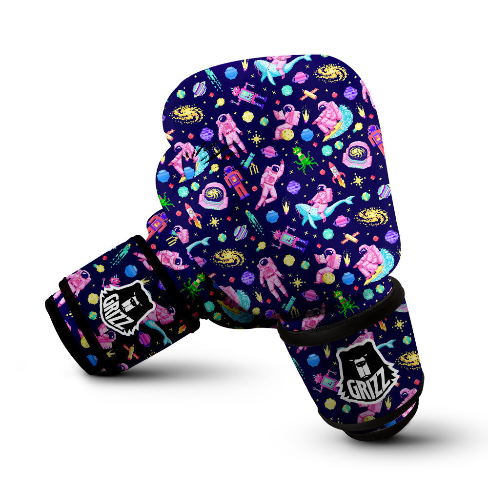 Space Astronaut 8 Bit Print Pattern Boxing Gloves-grizzshop