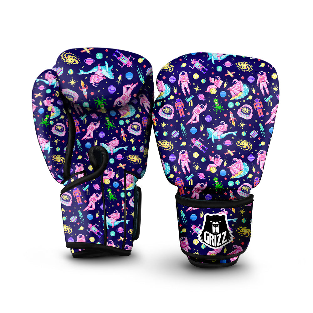 Space Astronaut 8 Bit Print Pattern Boxing Gloves-grizzshop