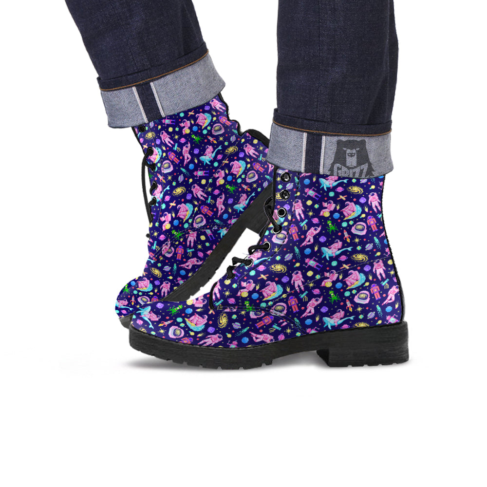 Space Astronaut 8 Bit Print Pattern Leather Boots-grizzshop