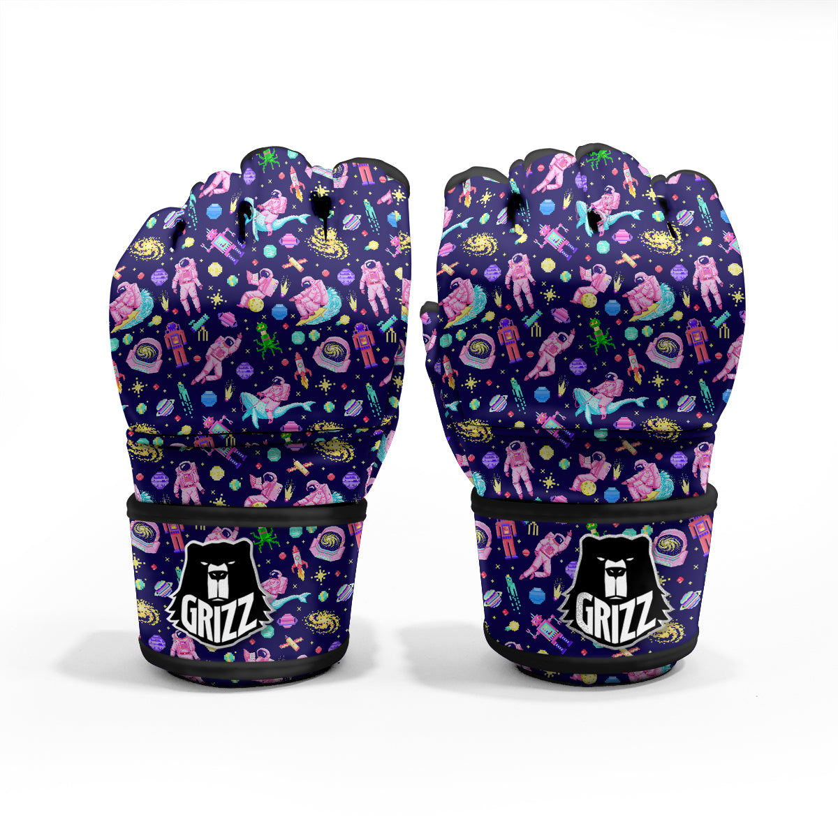 Space Astronaut 8 Bit Print Pattern MMA Gloves-grizzshop