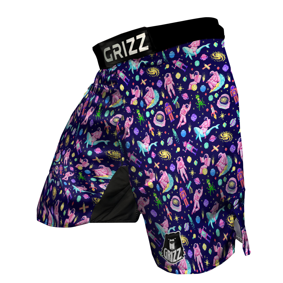 Space Astronaut 8 Bit Print Pattern MMA Shorts-grizzshop