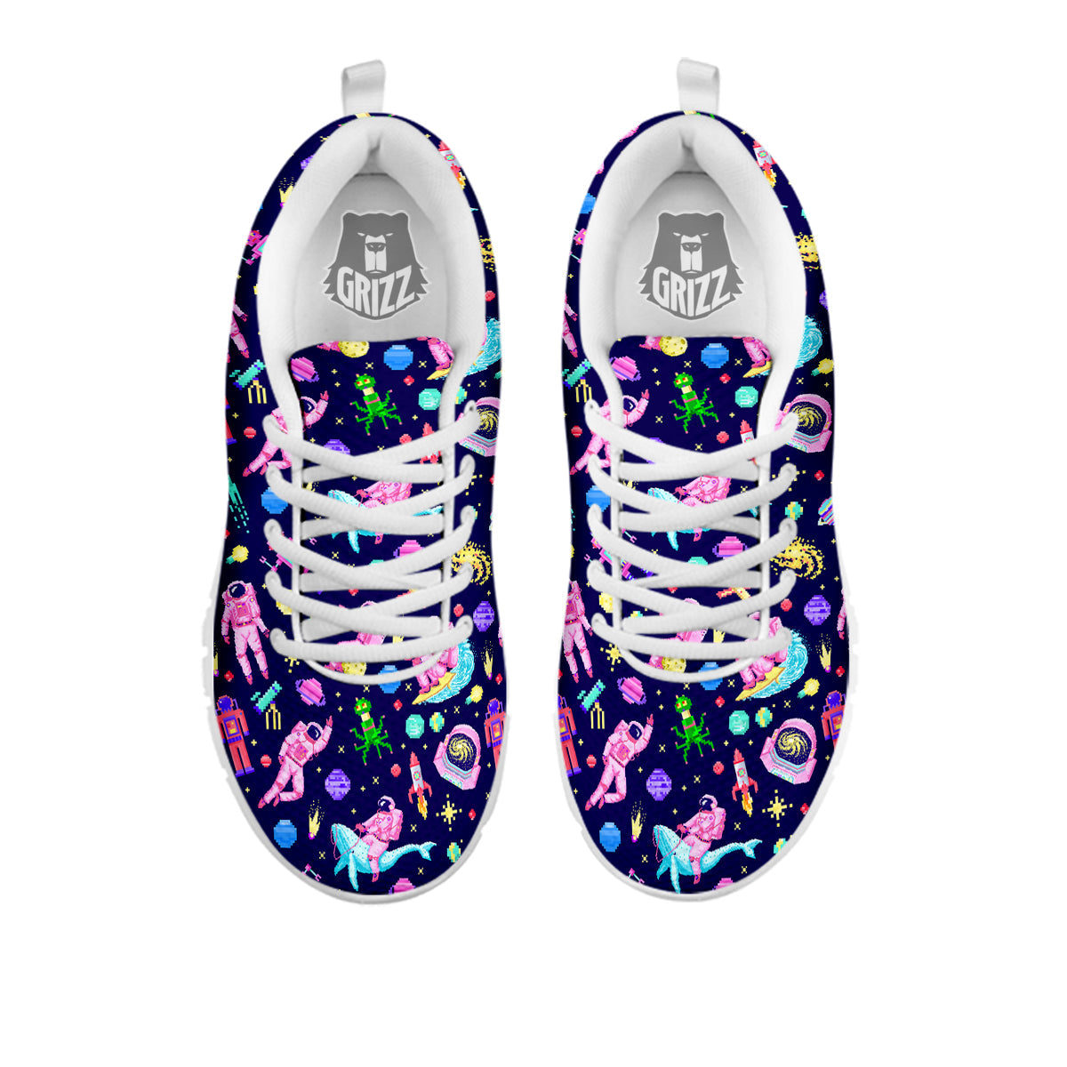 Space Astronaut 8 Bit Print Pattern White Sneaker-grizzshop