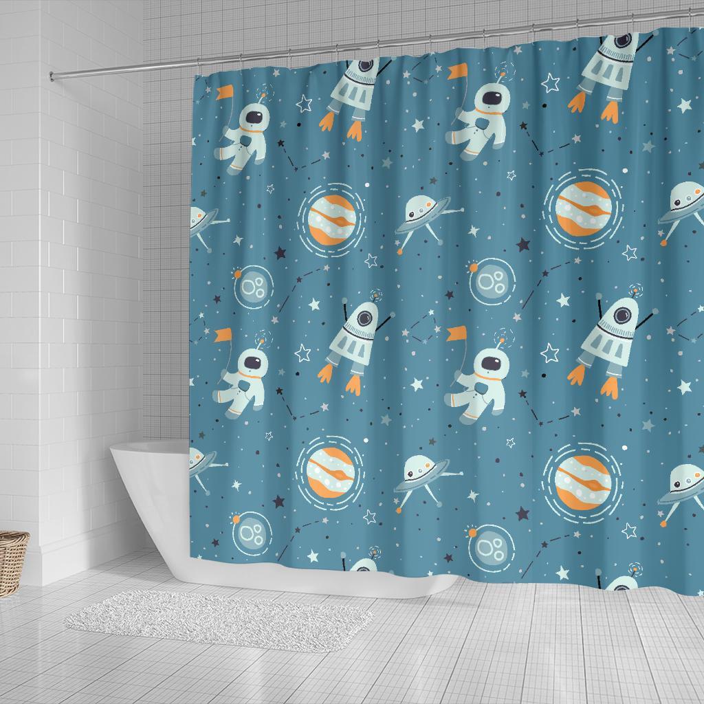 Space Astronaut Pattern Print Bathroom Shower Curtain-grizzshop