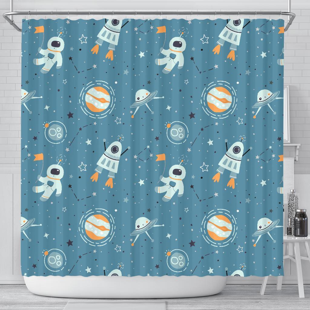 Space Astronaut Pattern Print Bathroom Shower Curtain-grizzshop