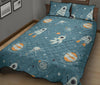 Space Astronaut Pattern Print Bed Set Quilt-grizzshop