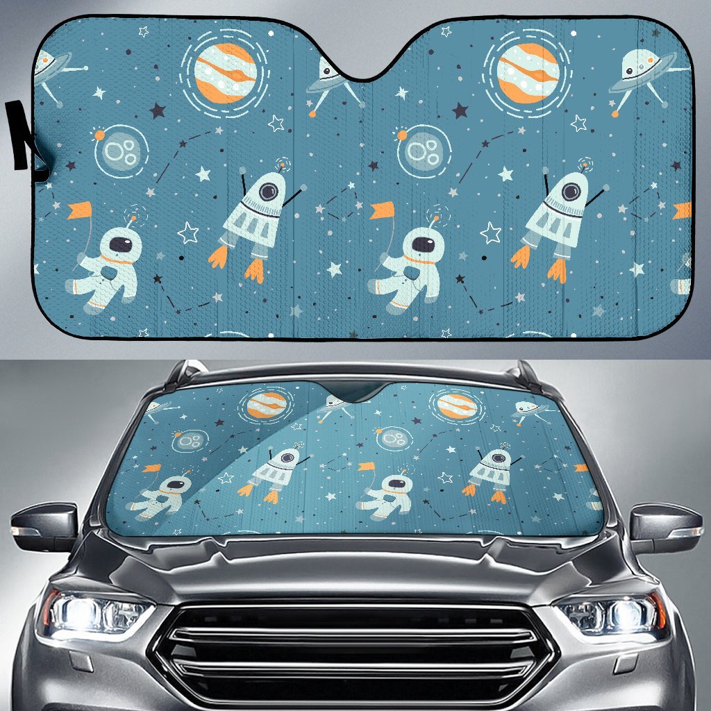Space Astronaut Pattern Print Car Sun Shade-grizzshop
