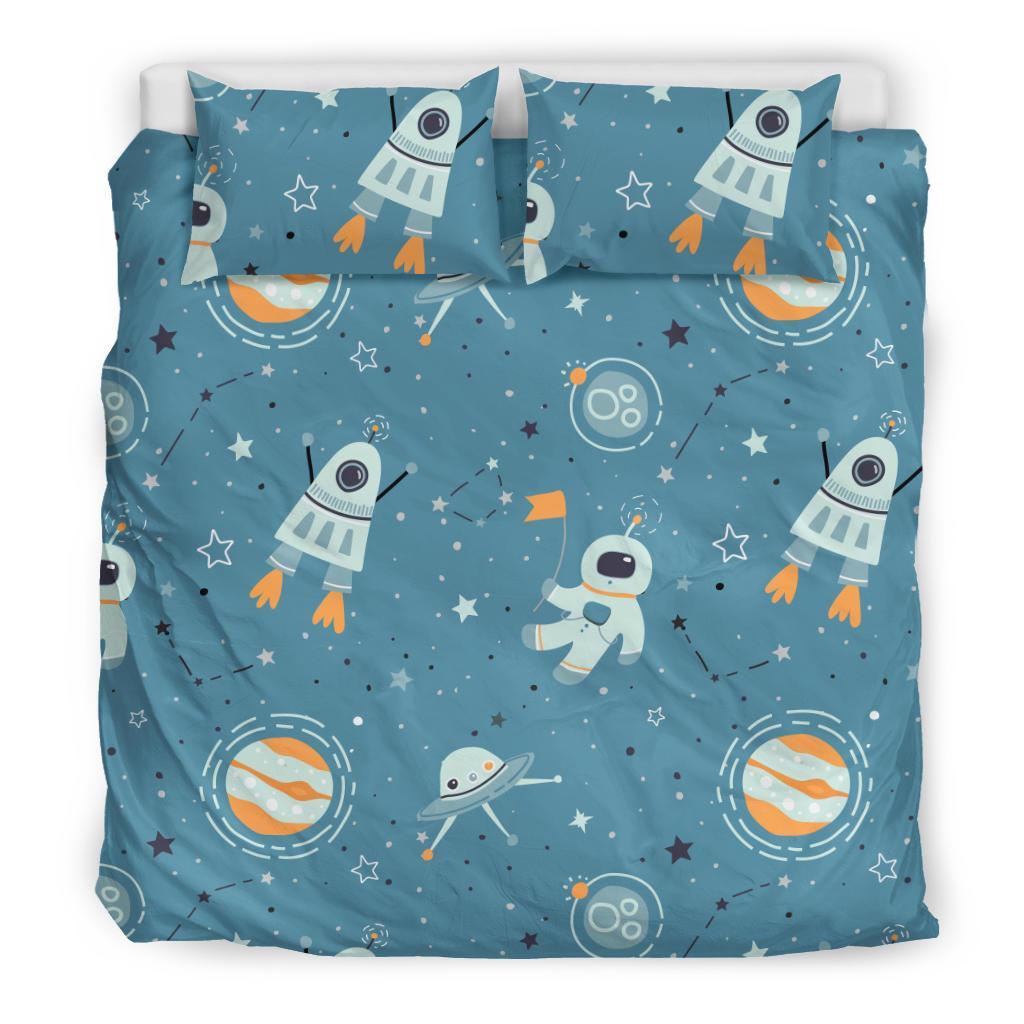 Space Astronaut Pattern Print Duvet Cover Bedding Set-grizzshop