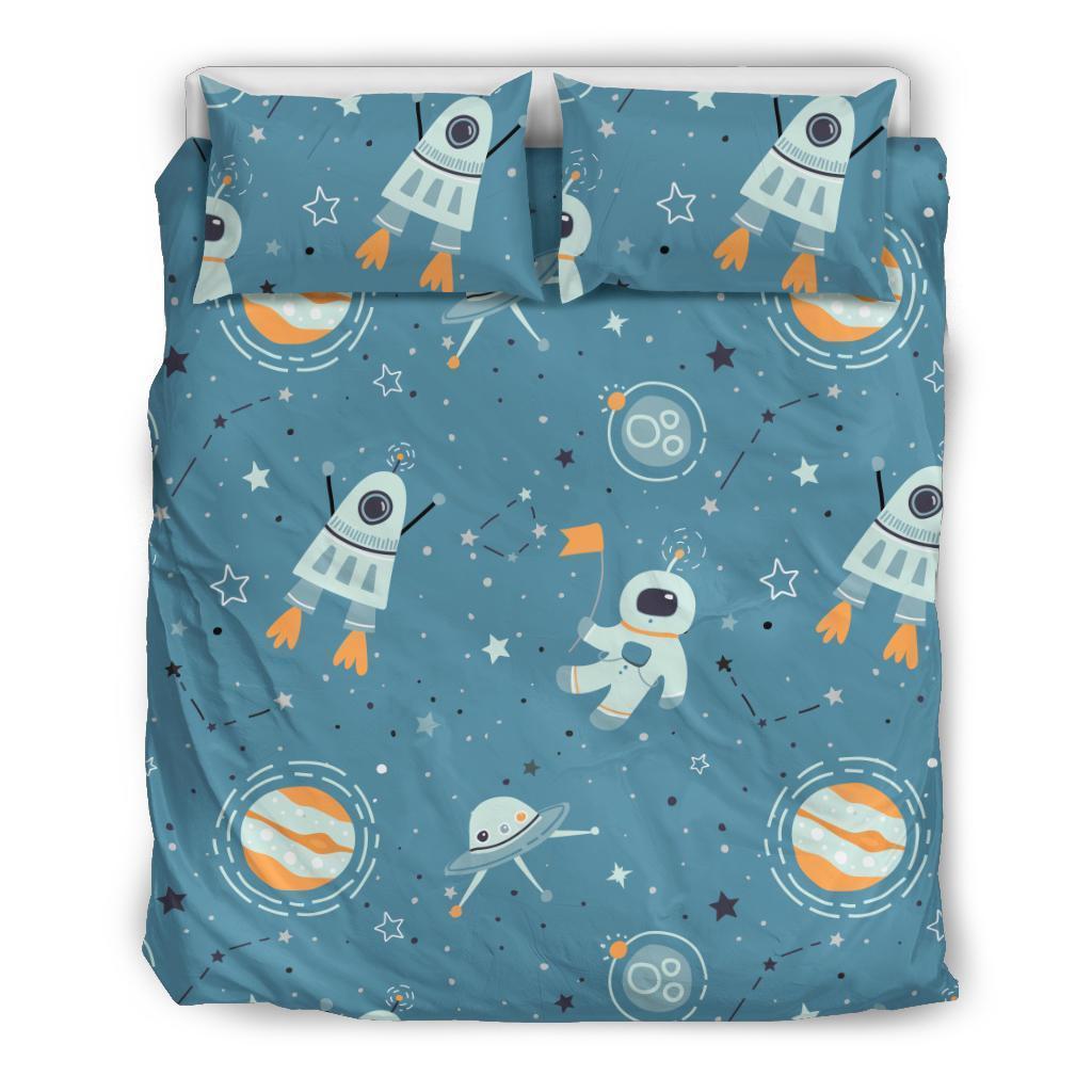 Space Astronaut Pattern Print Duvet Cover Bedding Set-grizzshop