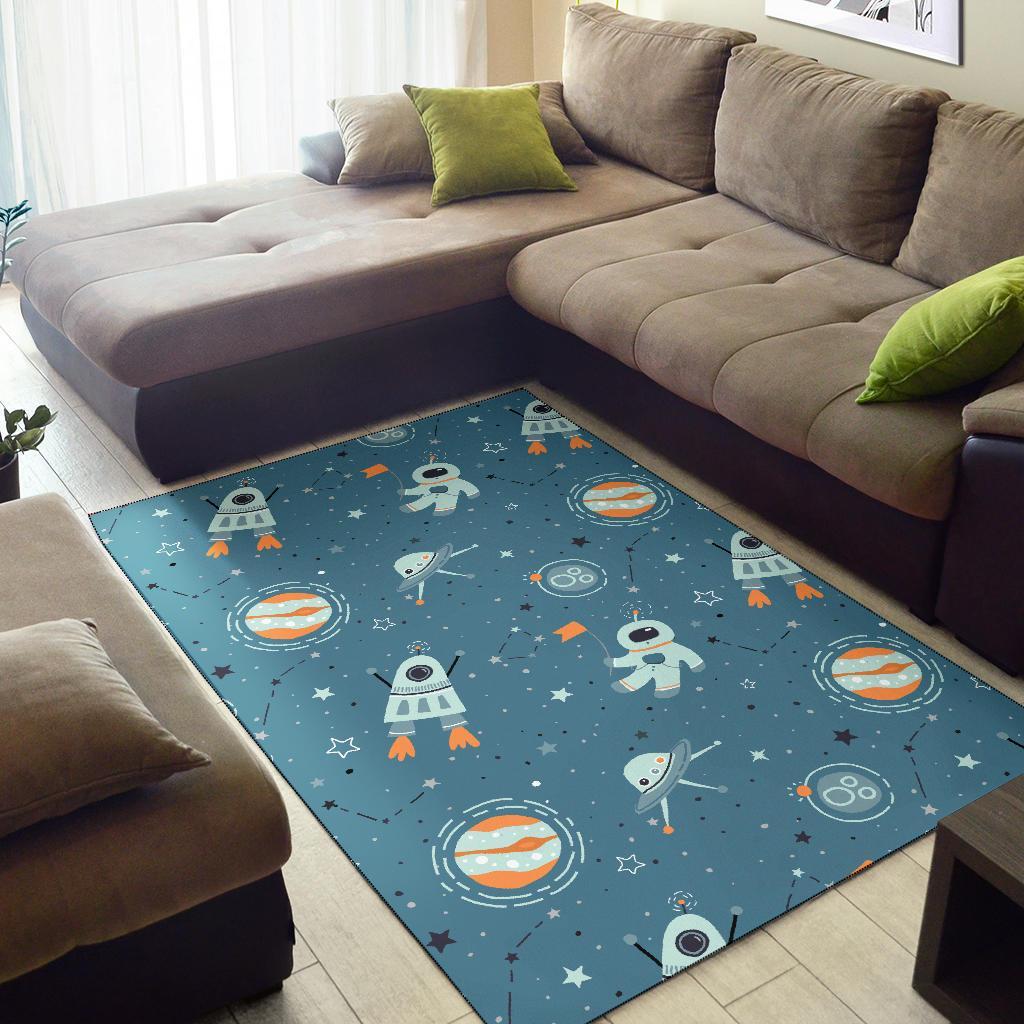 Space Astronaut Pattern Print Floor Mat-grizzshop