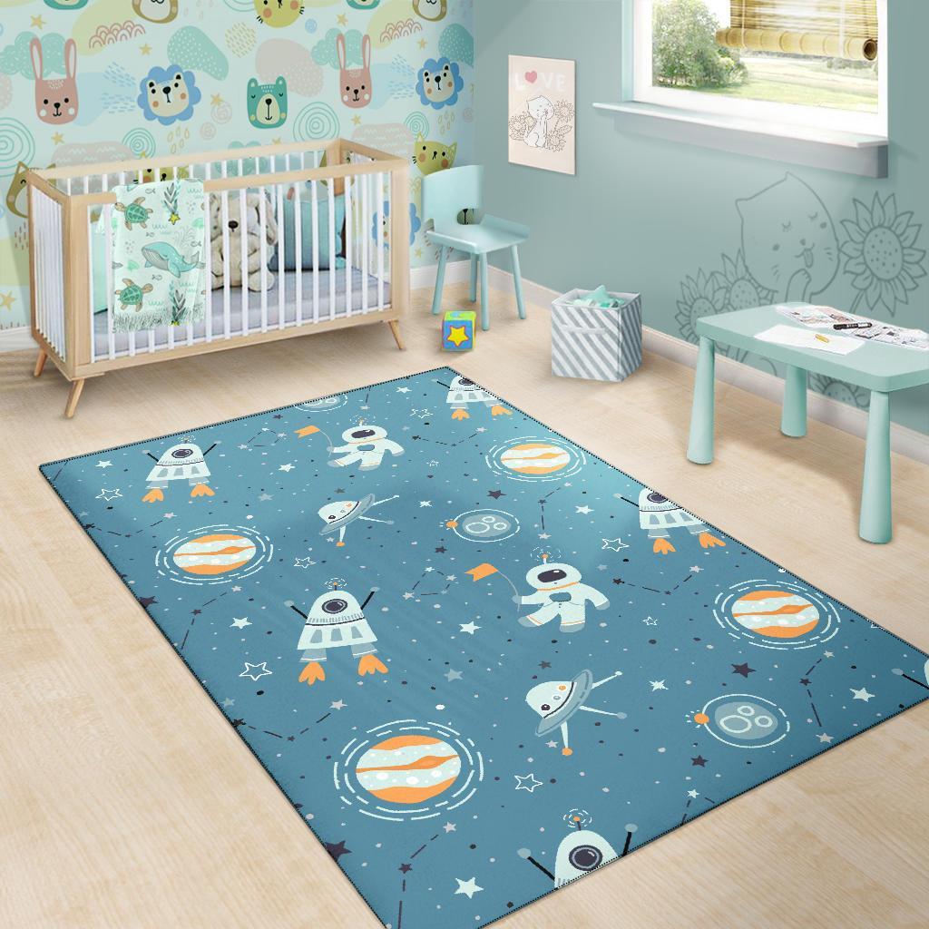 Space Astronaut Pattern Print Floor Mat-grizzshop