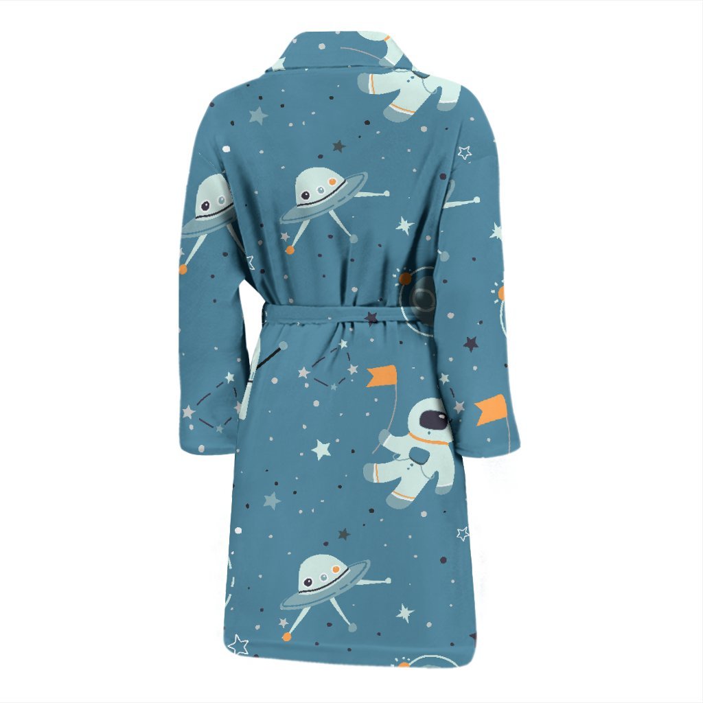 Space Astronaut Pattern Print Men Long Robe-grizzshop