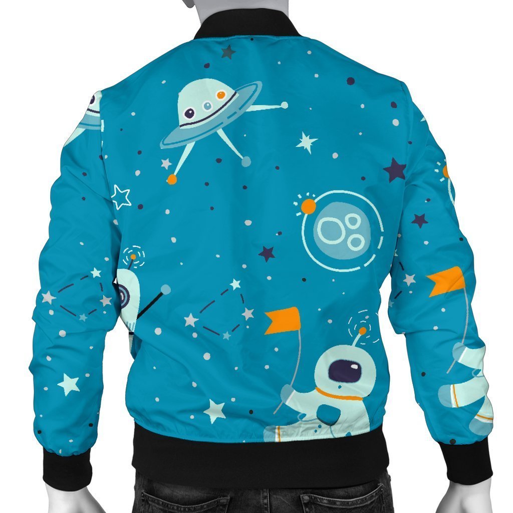 Space Astronaut Pattern Print Men's Bomber Jacket-grizzshop