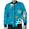 Space Astronaut Pattern Print Men's Bomber Jacket-grizzshop