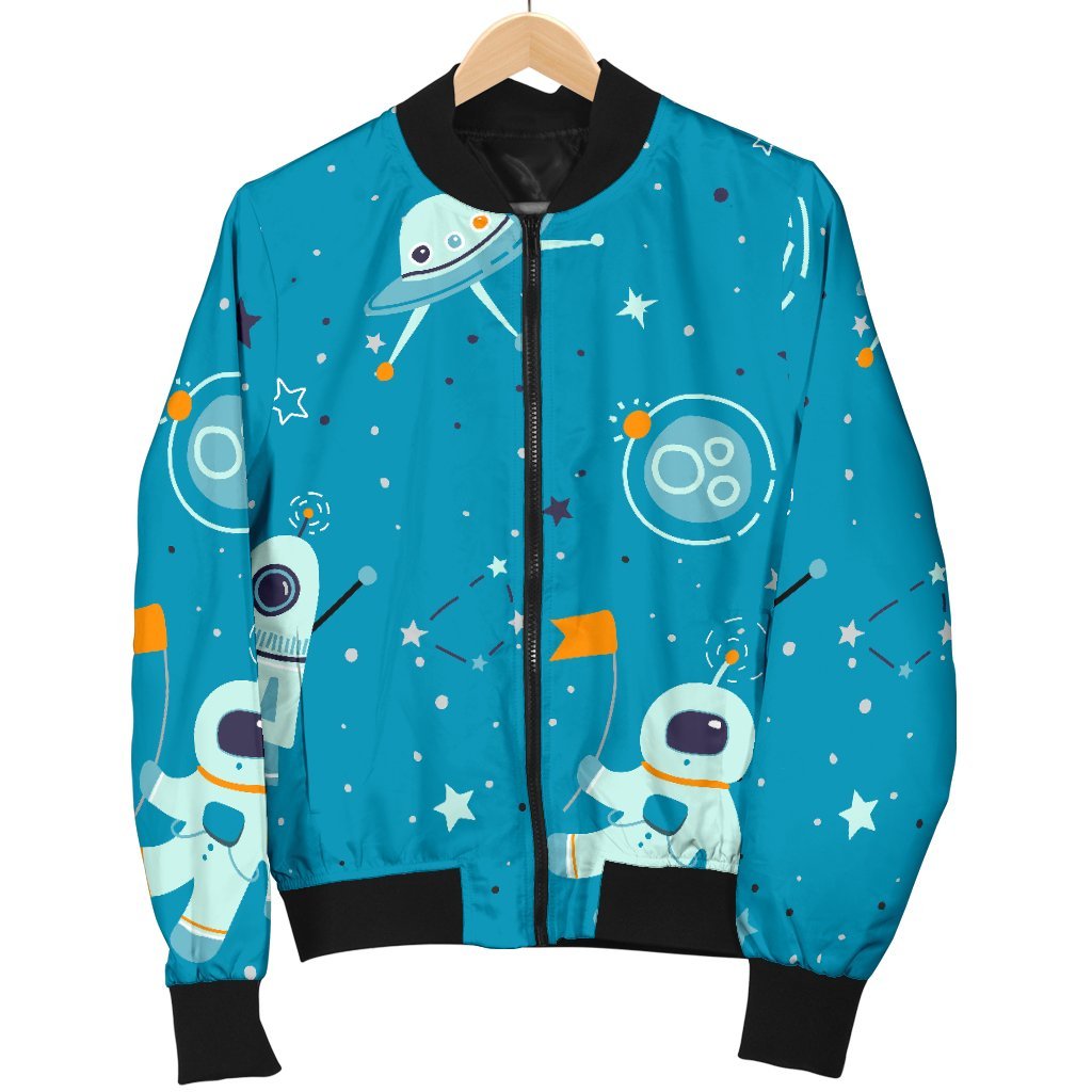 Space Astronaut Pattern Print Men's Bomber Jacket-grizzshop