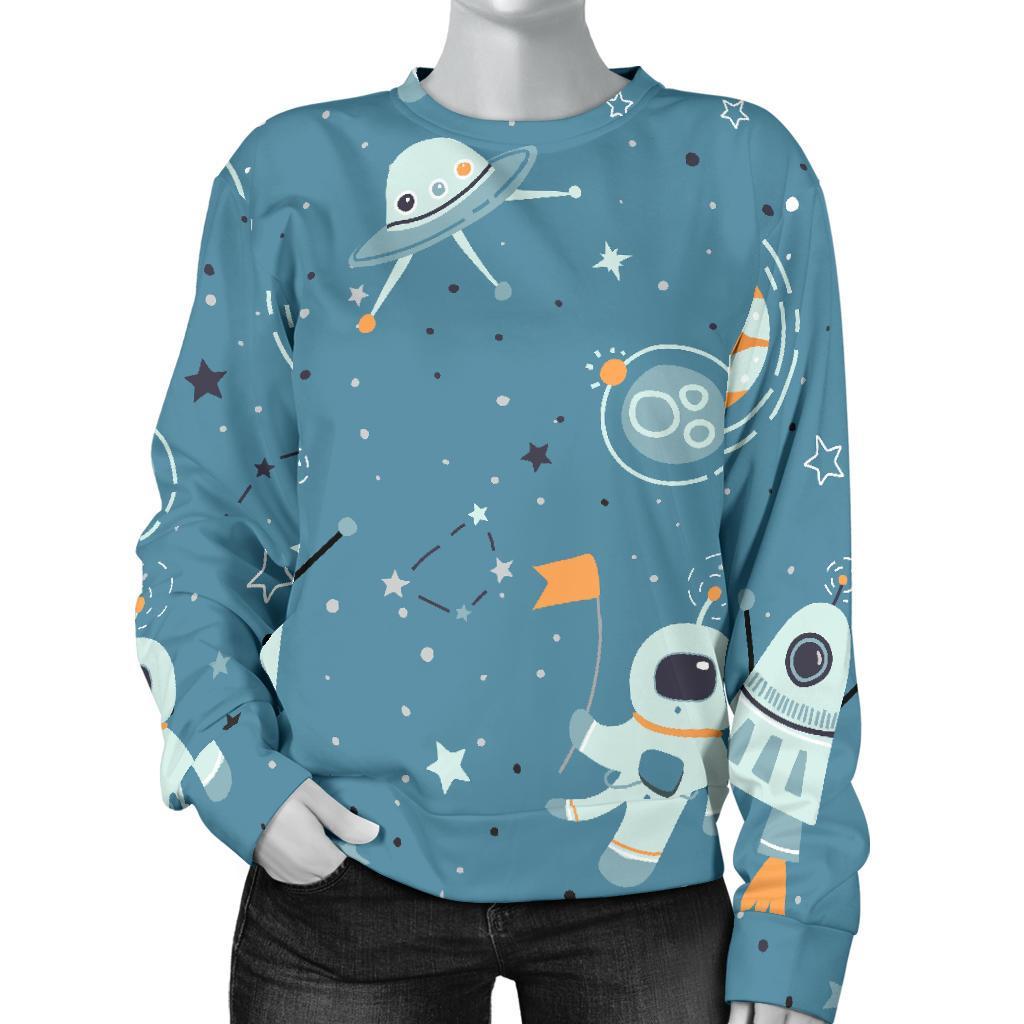 Space Astronaut Pattern Print Women's Sweatshirt-grizzshop