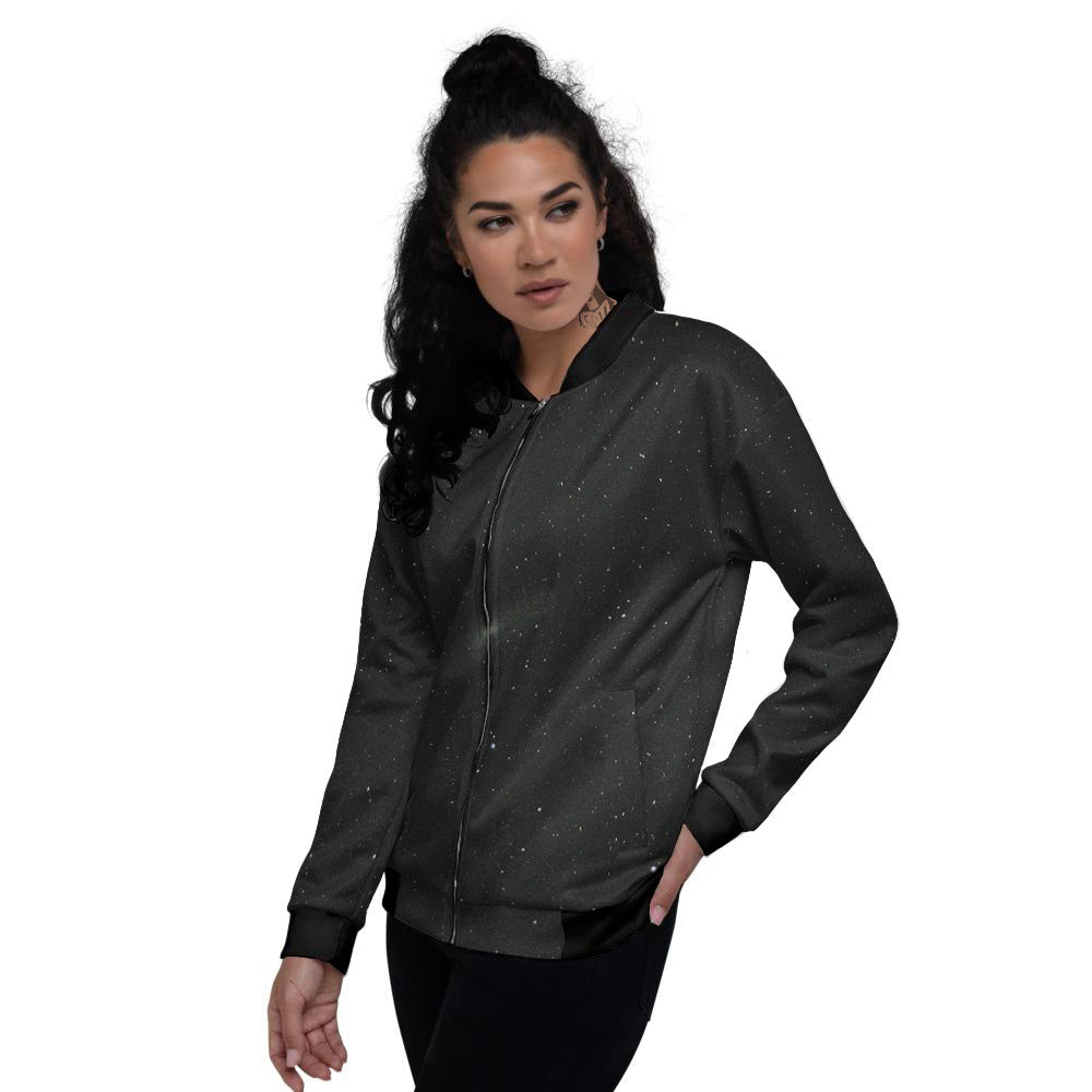 Space Black Print Women's Bomber Jacket-grizzshop