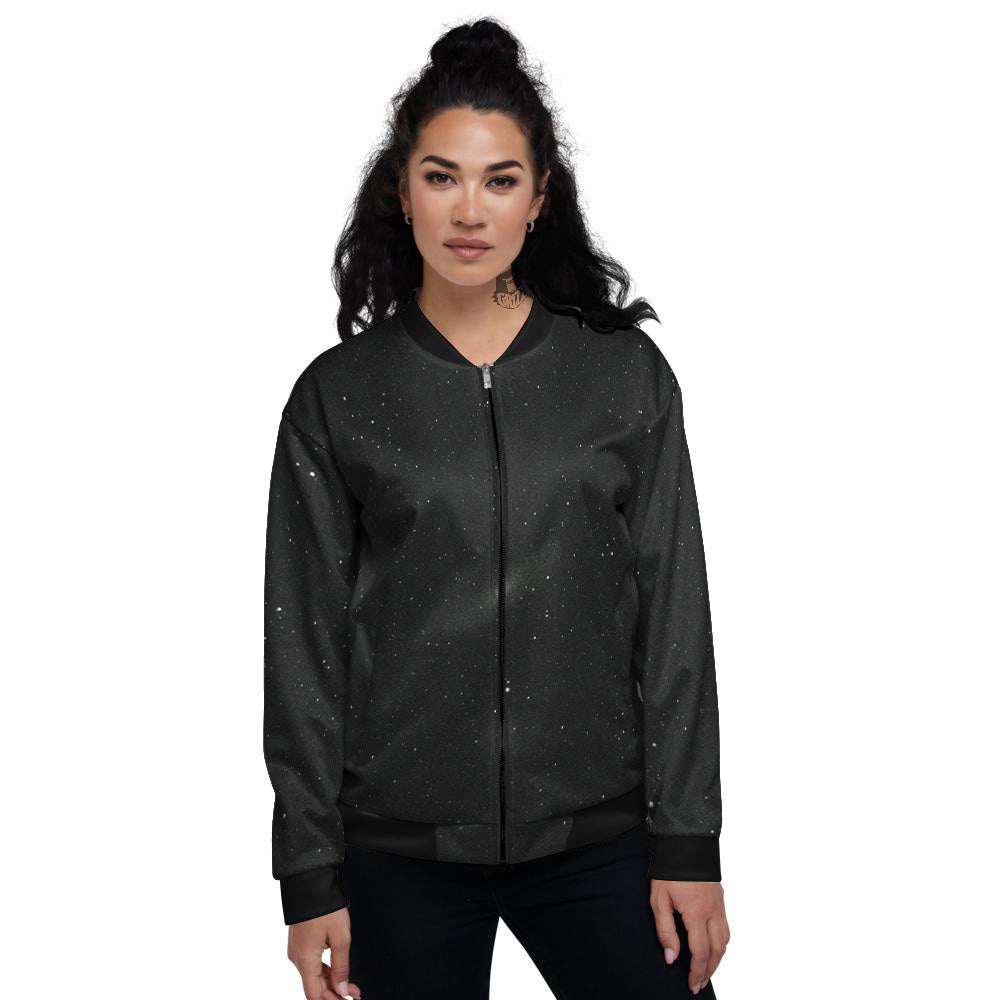 Space Black Print Women's Bomber Jacket-grizzshop