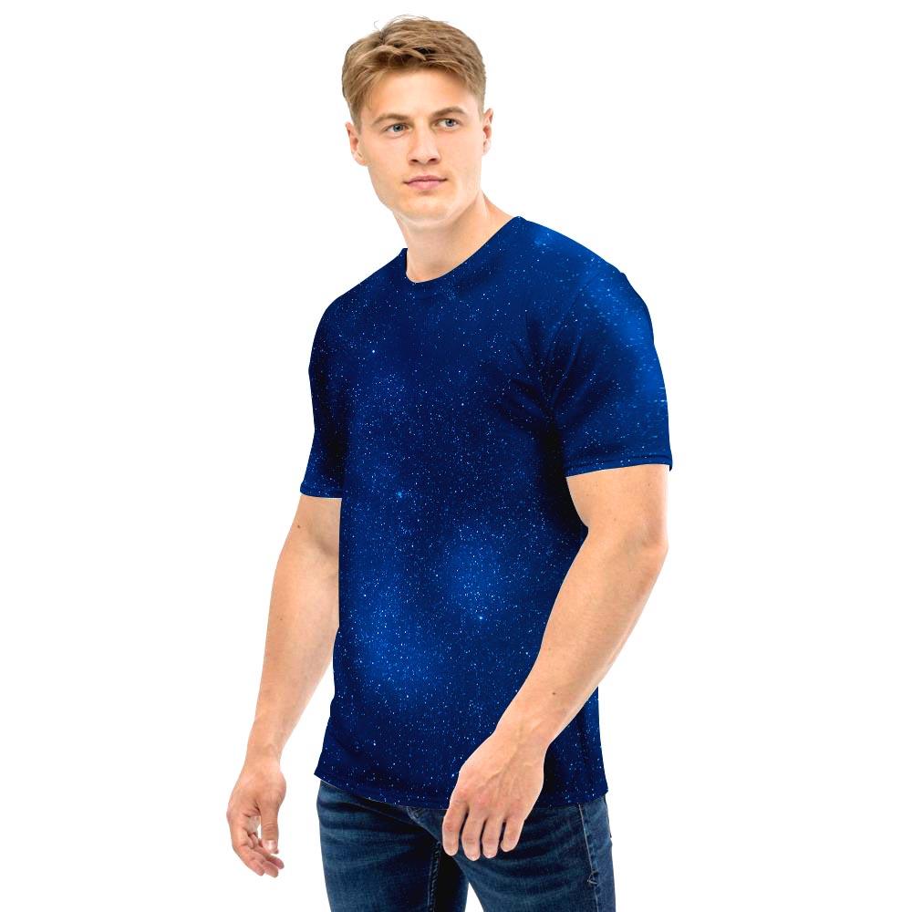 Space Blue Galaxy Men T Shirt-grizzshop