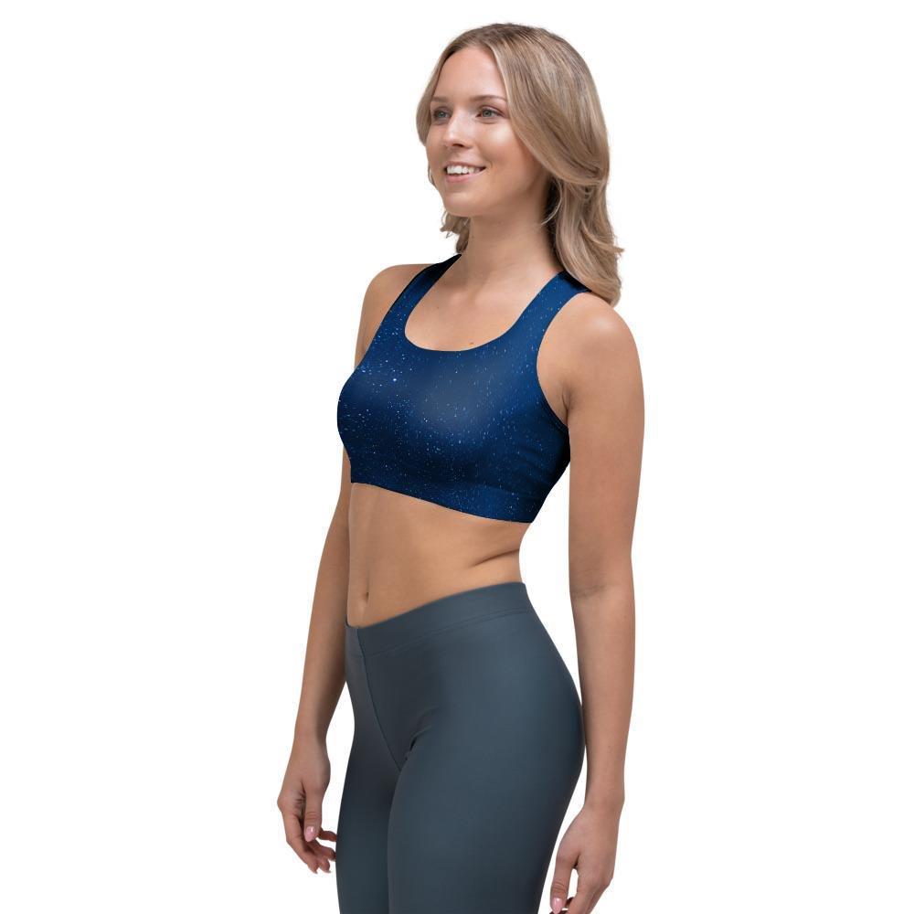 Space Blue Galaxy Sports Bra-grizzshop