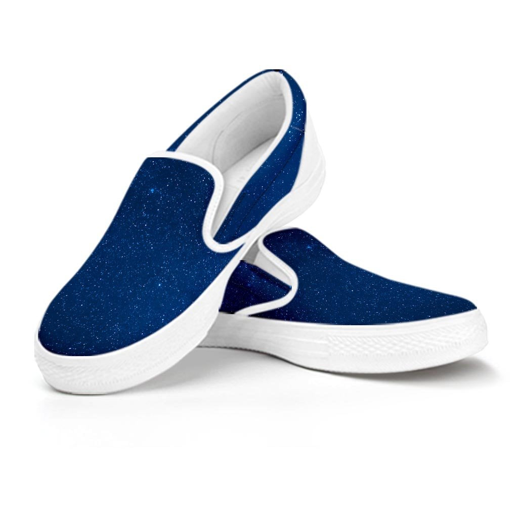 Space Blue Galaxy Women's Slip On Sneakers-grizzshop