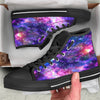 Space Blue Starfield Purple Galaxy Print Black High Top Shoes-grizzshop
