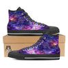 Space Blue Starfield Purple Galaxy Print Black High Top Shoes-grizzshop