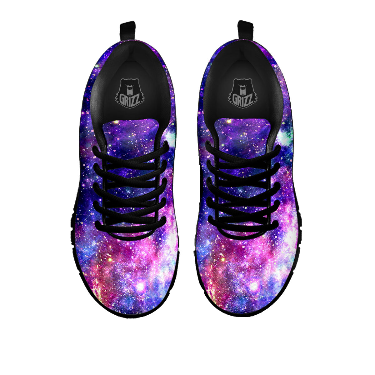 Space Blue Starfield Purple Galaxy Print Black Sneaker-grizzshop