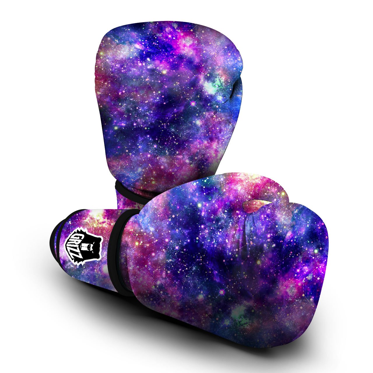 Space Blue Starfield Purple Galaxy Print Boxing Gloves-grizzshop