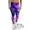 Space Blue Starfield Purple Galaxy Print Men's Leggings-grizzshop