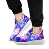 Space Blue Starfield Purple Galaxy Print White Athletic Shoes-grizzshop