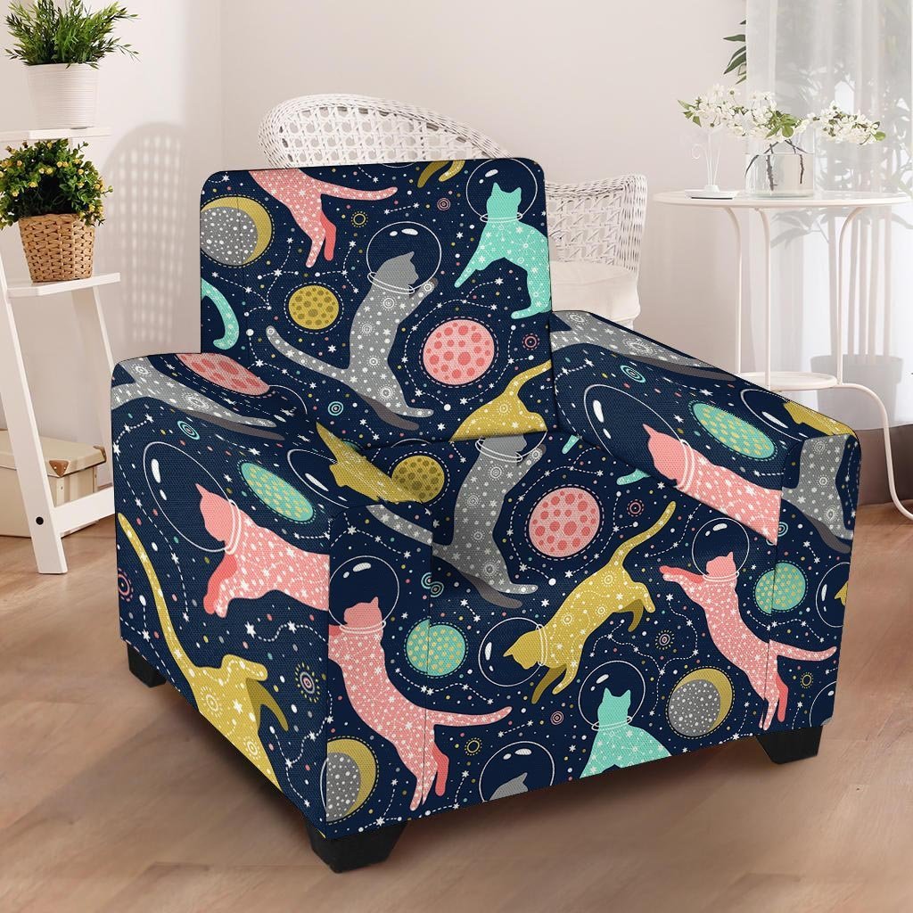 Space Cat Print Armchair Cover-grizzshop