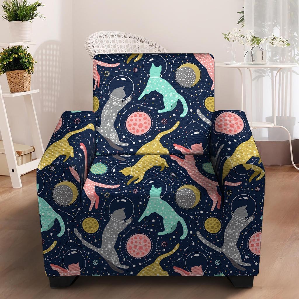 Space Cat Print Armchair Cover-grizzshop